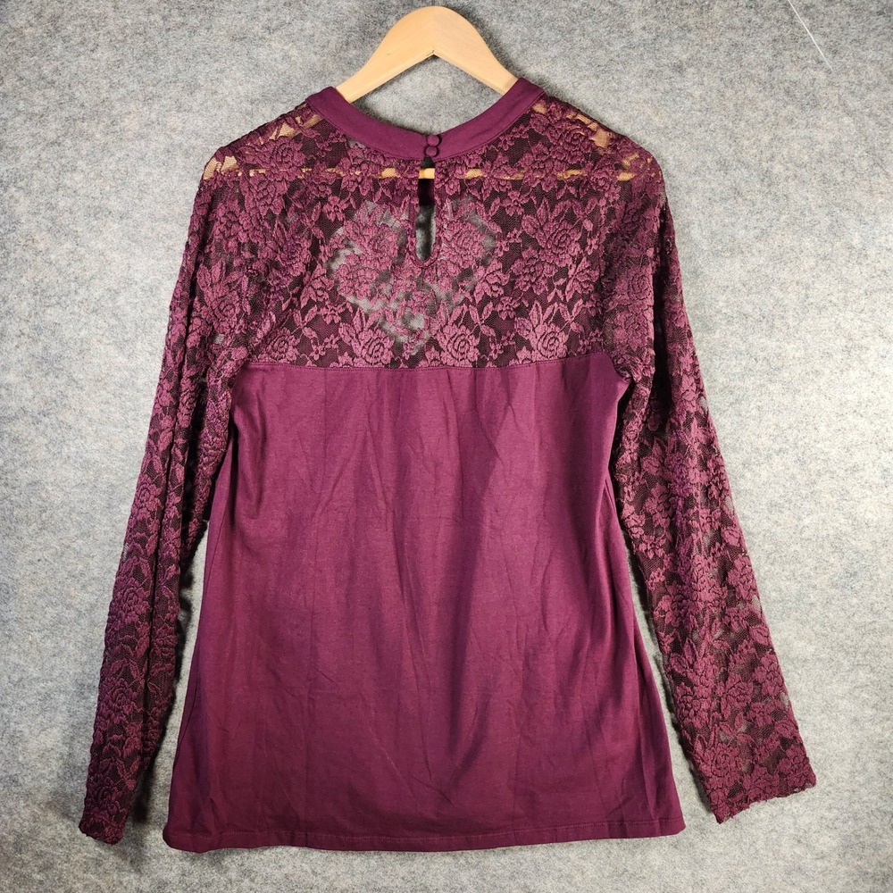 Torrid Burgundy Lace Tunic Top Keyhole Neck Long Sleeve Women‎ Size 2 18/20 Goth - Picture 13 of 14